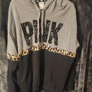 Victoria's Secret Gray and Black Sequin Hoodie